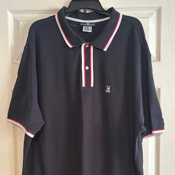 🌺Psycho Bunny Black and Red Polo Shirt Classic Design - Picture 1 of 7